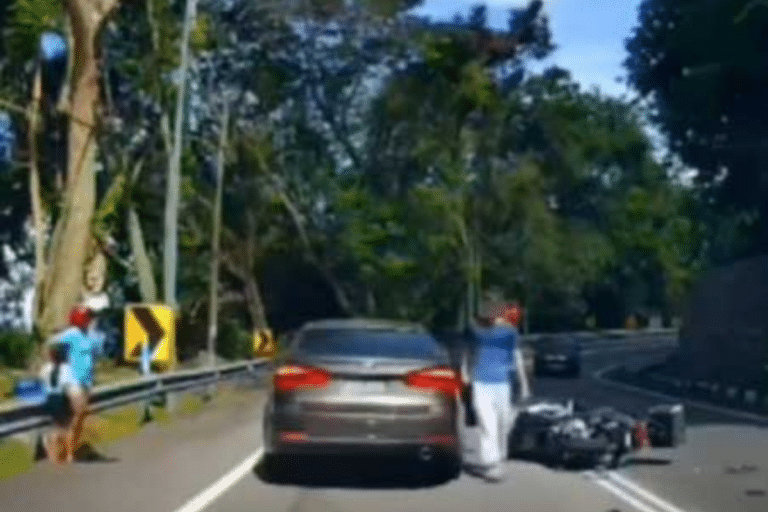 槟城摩哆弯道事故 女骑士与女童险些受重伤