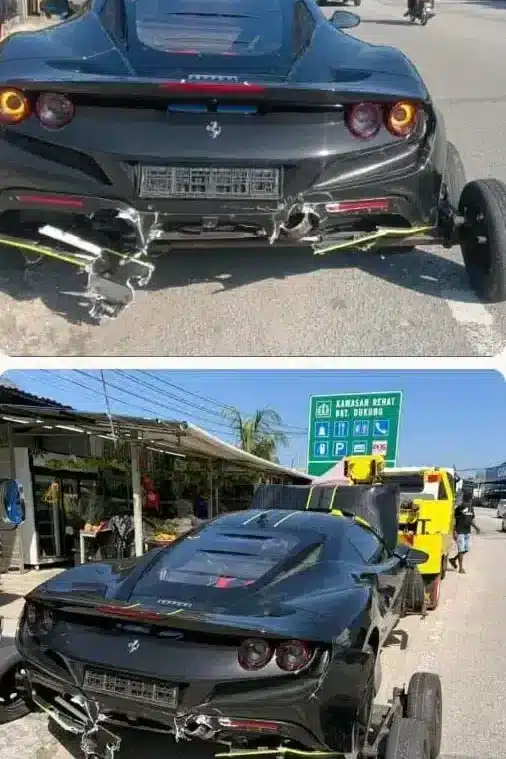 男大学生法拉利失控